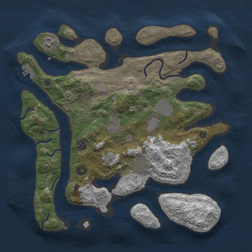 Rust Map: Procedural Map, Size: 3550, Seed: 41462, 13 Monuments