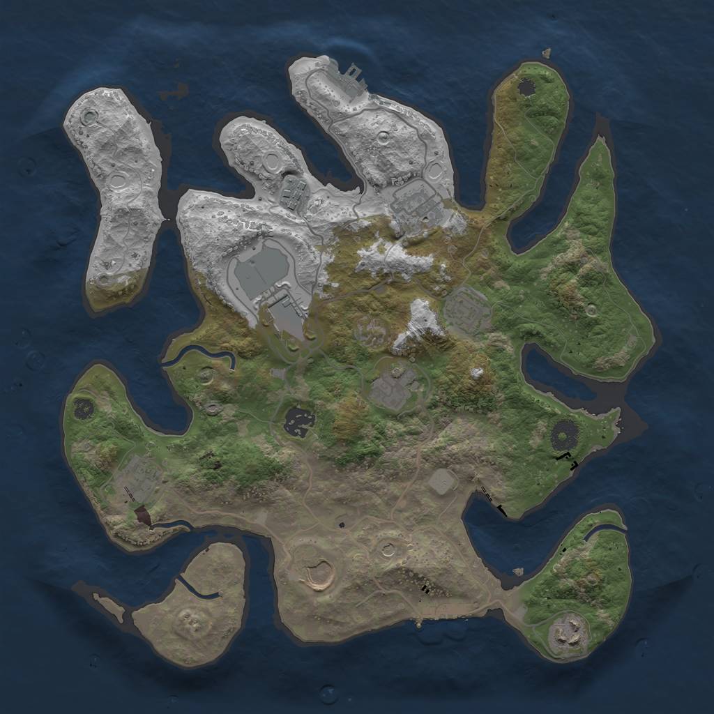 Rust Map: Procedural Map, Size: 3550, Seed: 661536, 17 Monuments