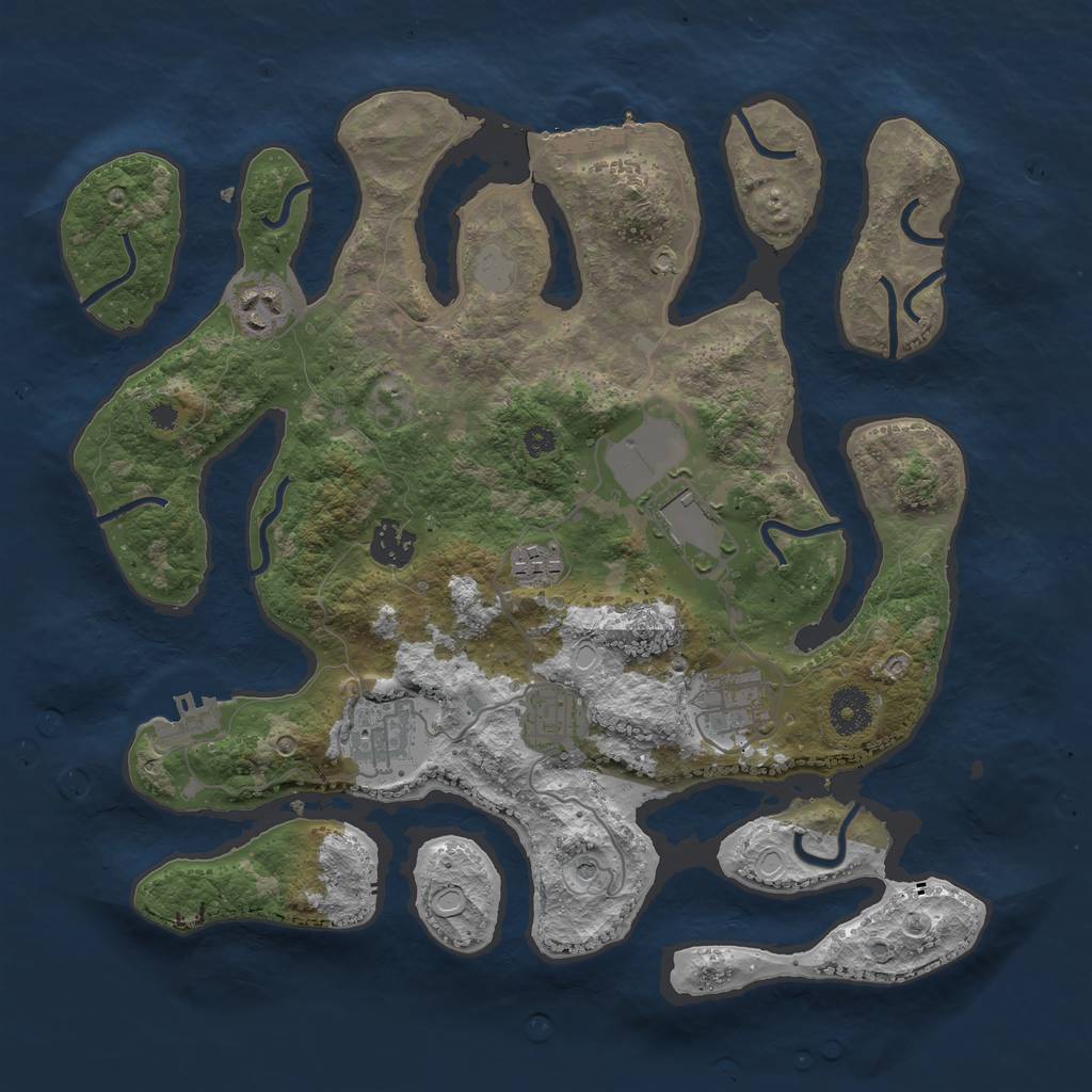 Rust Map: Procedural Map, Size: 3550, Seed: 408637, 15 Monuments