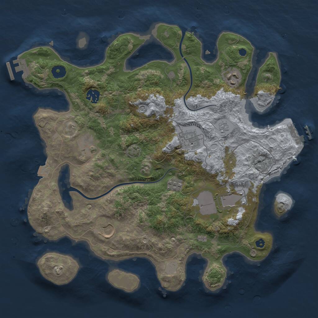 Rust Map: Procedural Map, Size: 3500, Seed: 815509199, 13 Monuments