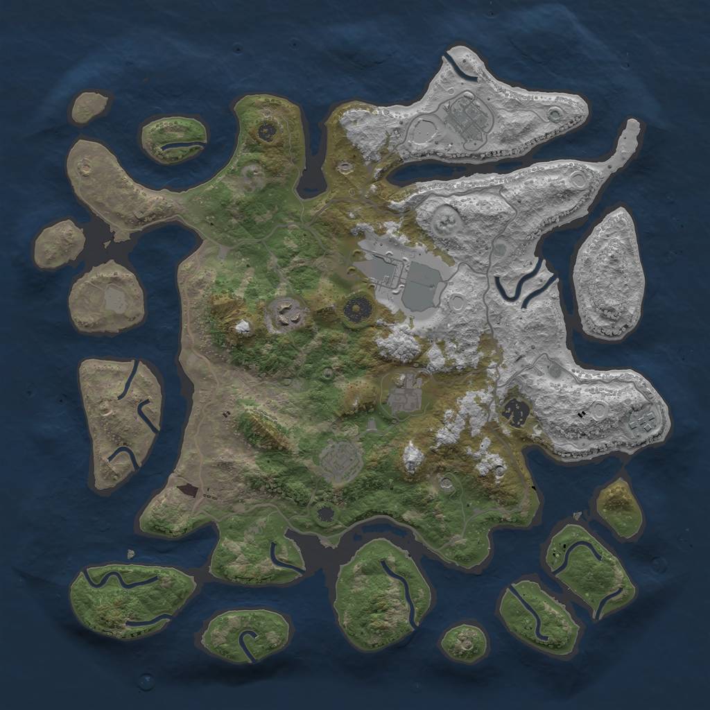 Rust Map: Procedural Map, Size: 4000, Seed: 86050, 13 Monuments