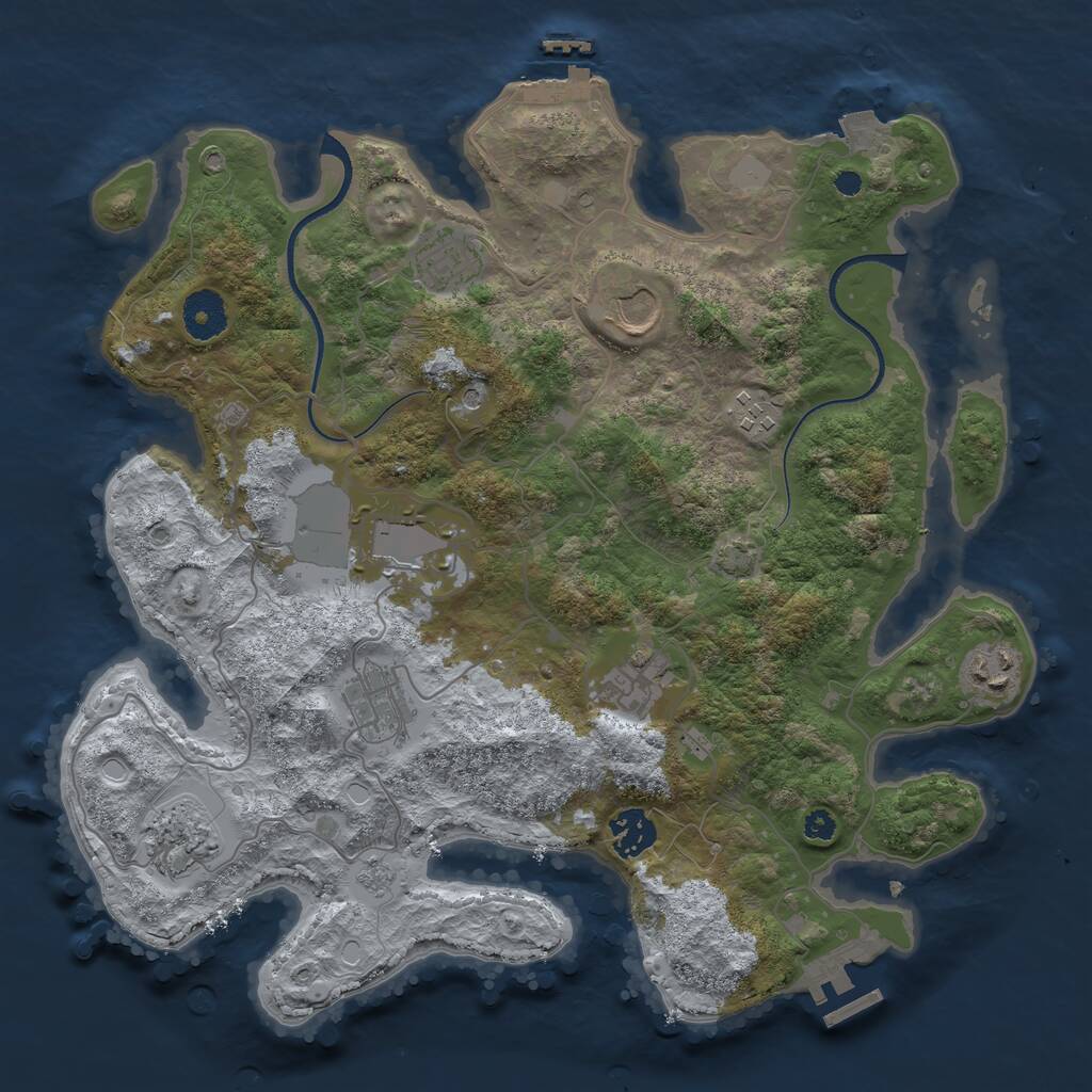 Rust Map: Procedural Map, Size: 3500, Seed: 295481639, 15 Monuments