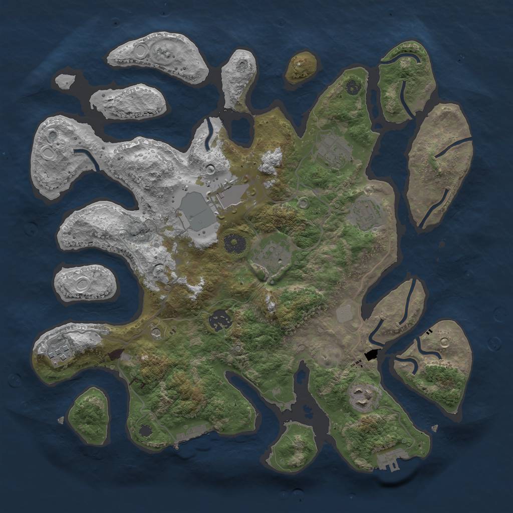 Rust Map: Procedural Map, Size: 3550, Seed: 660591, 15 Monuments