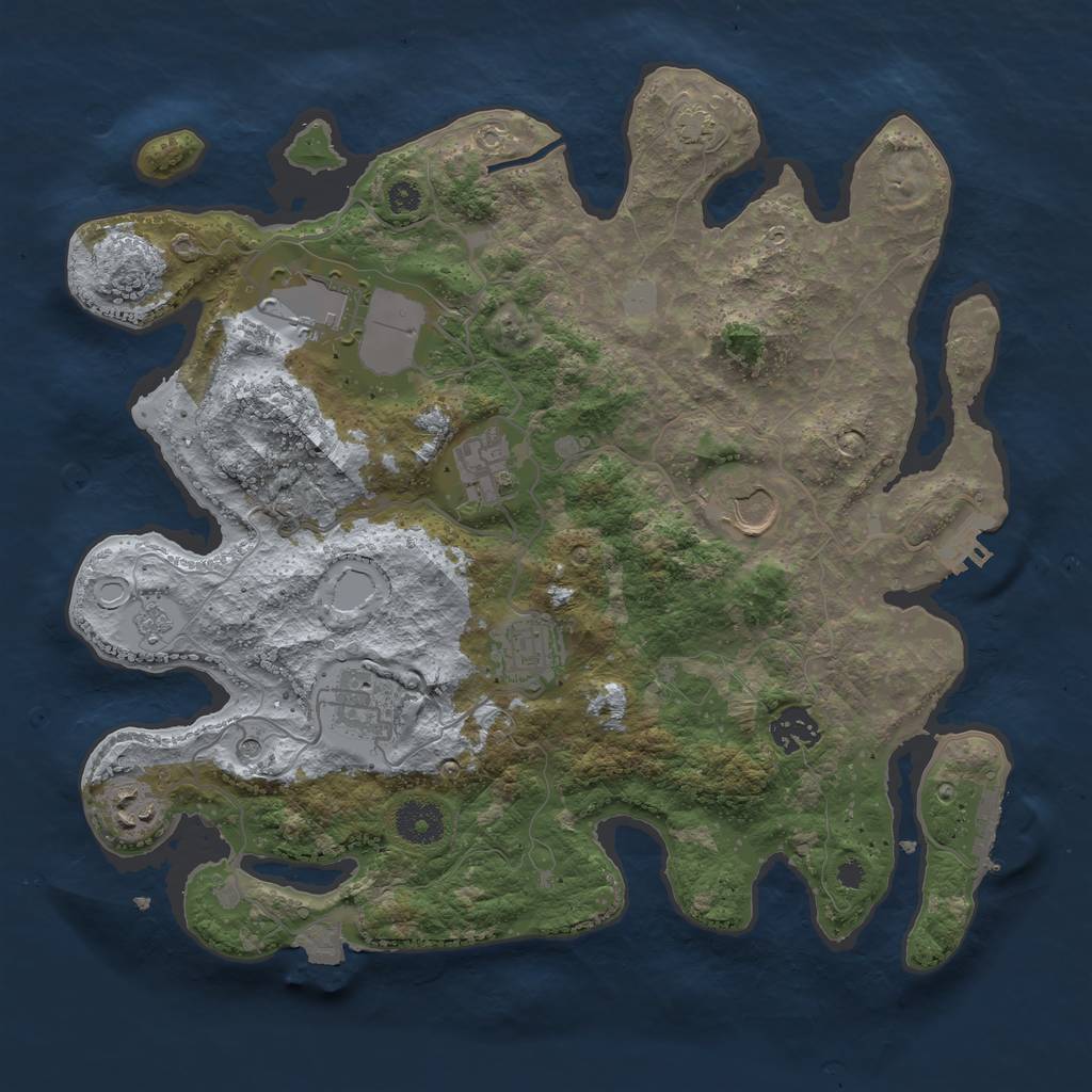 Rust Map: Procedural Map, Size: 3500, Seed: 6161362, 15 Monuments