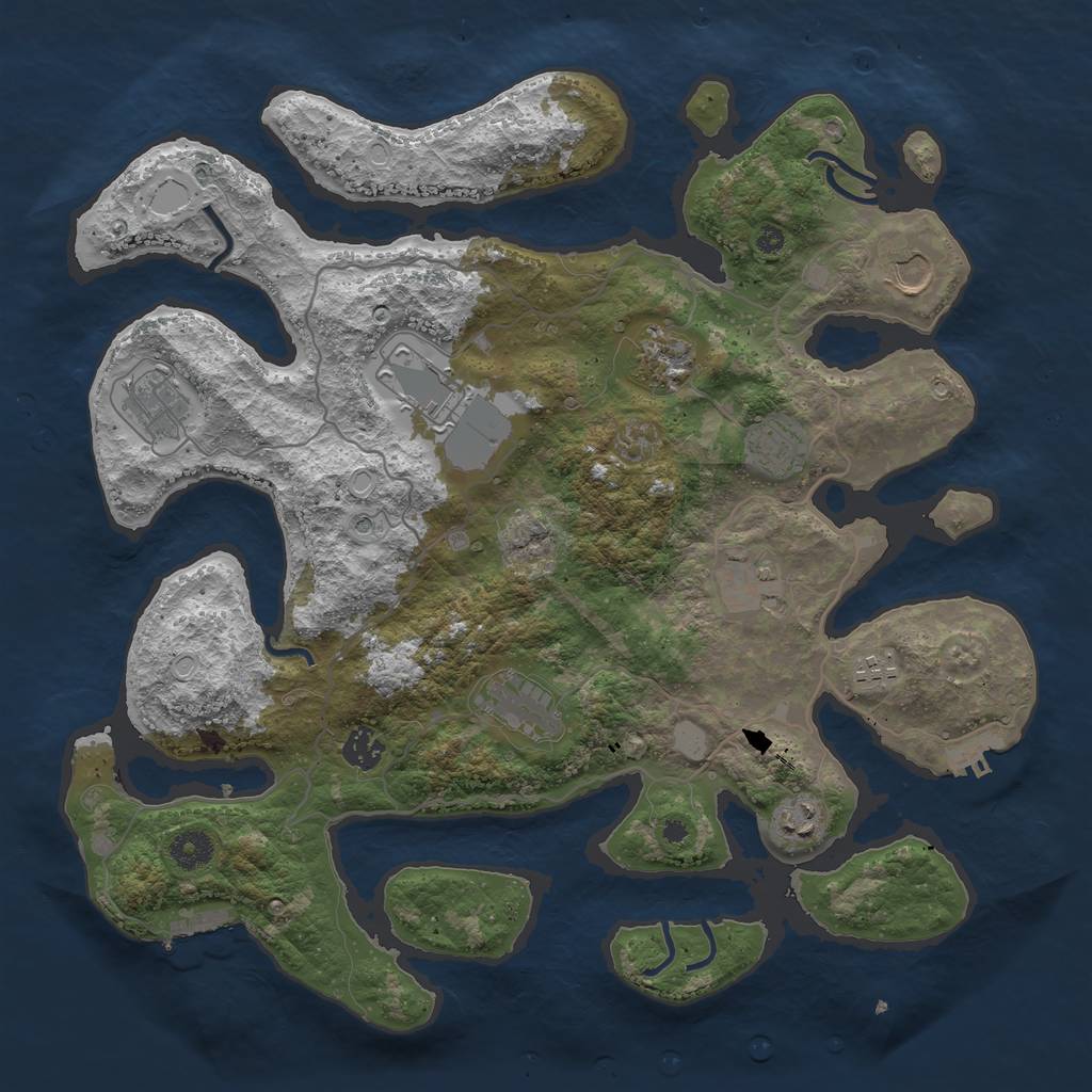 Rust Map: Procedural Map, Size: 4000, Seed: 998703013, 18 Monuments