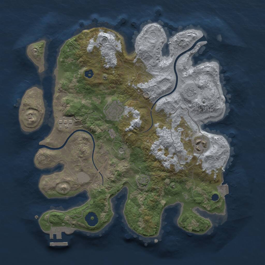 Rust Map: Procedural Map, Size: 3000, Seed: 1156, 8 Monuments