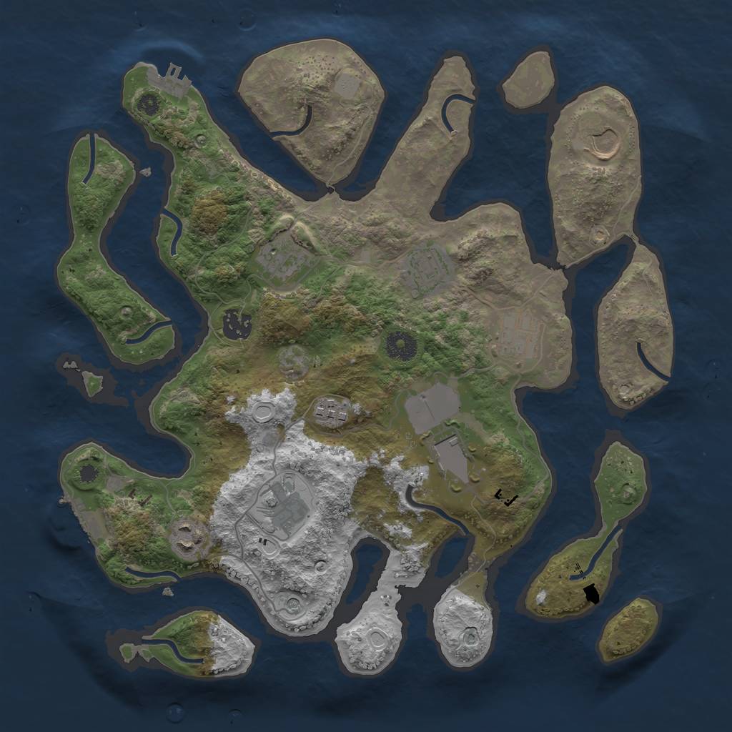 Rust Map: Procedural Map, Size: 3550, Seed: 539845, 17 Monuments