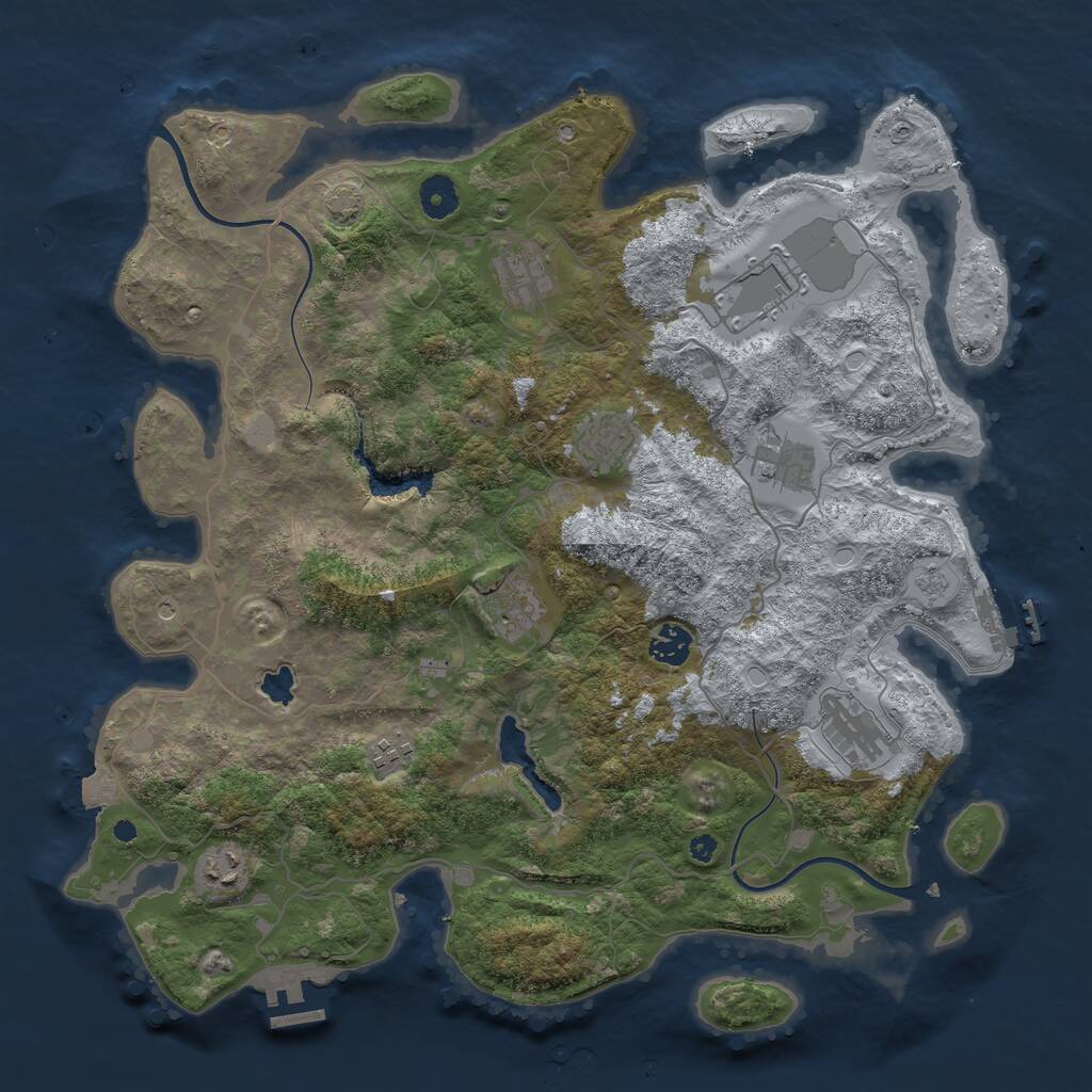 Rust Map: Procedural Map, Size: 4000, Seed: 734307, 15 Monuments
