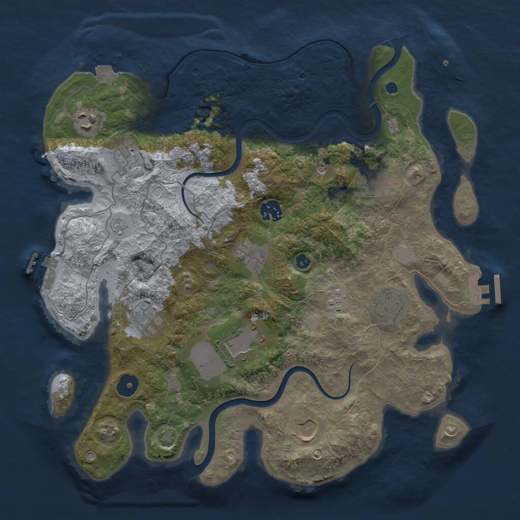 Rust Map: Procedural Map, Size: 3600, Seed: 269896984, 16 Monuments