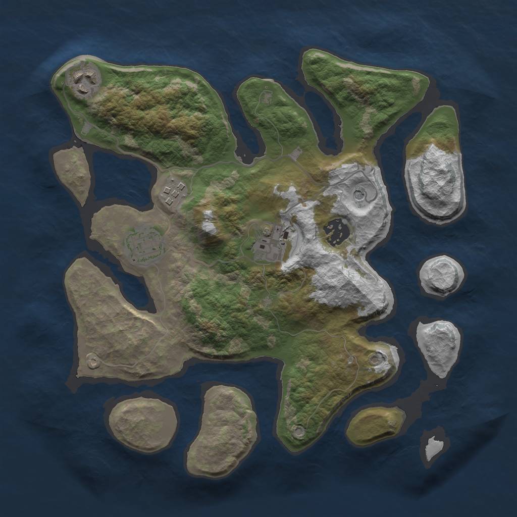 Rust Map: Barren, Size: 3000, Seed: 326, 8 Monuments