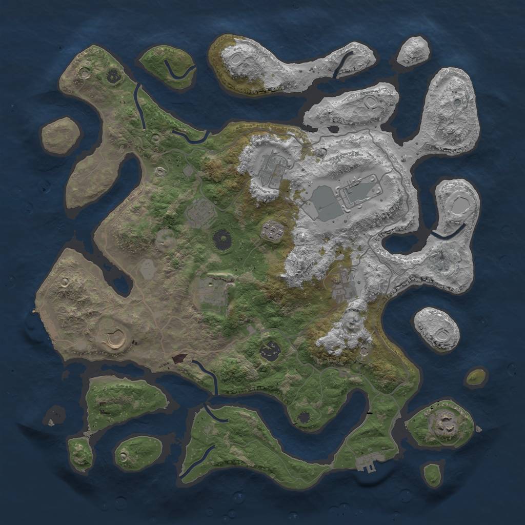 Rust Map: Procedural Map, Size: 4000, Seed: 2098259878, 17 Monuments