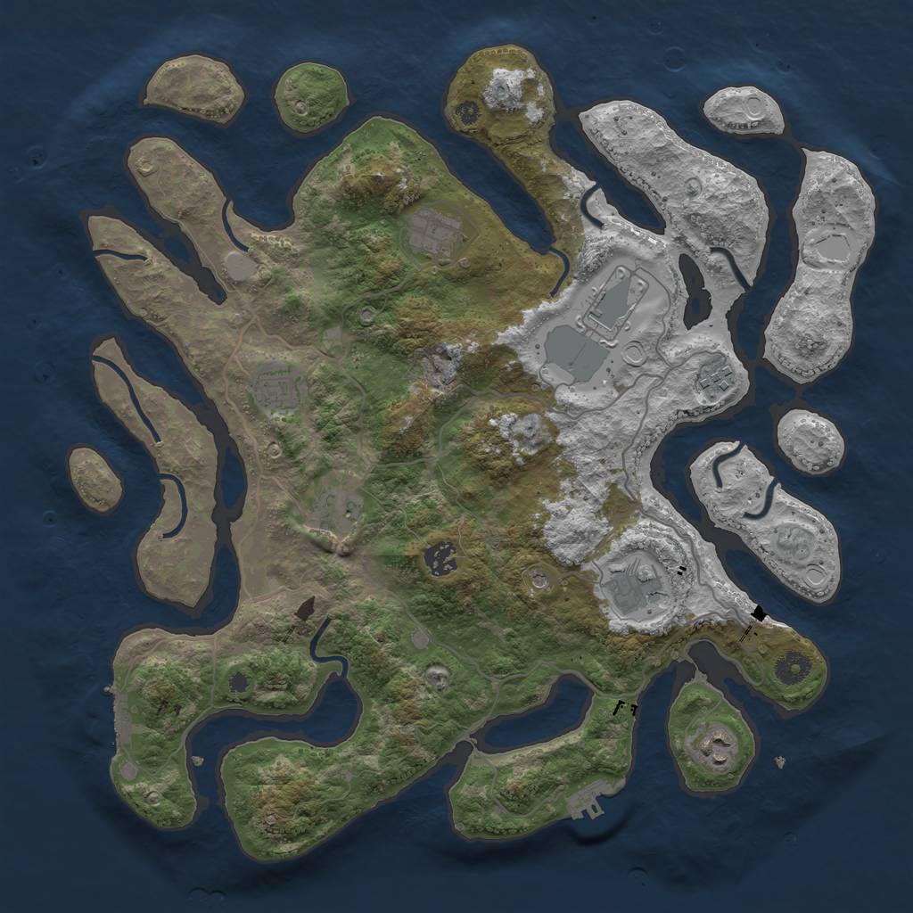 Rust Map: Procedural Map, Size: 4000, Seed: 927461, 16 Monuments