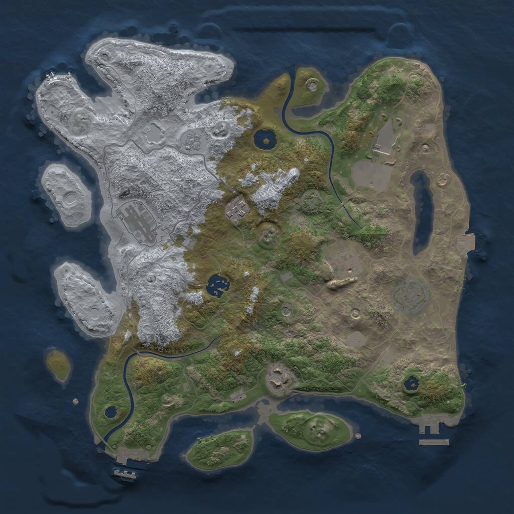 Rust Map: Procedural Map, Size: 3500, Seed: 727330061, 13 Monuments