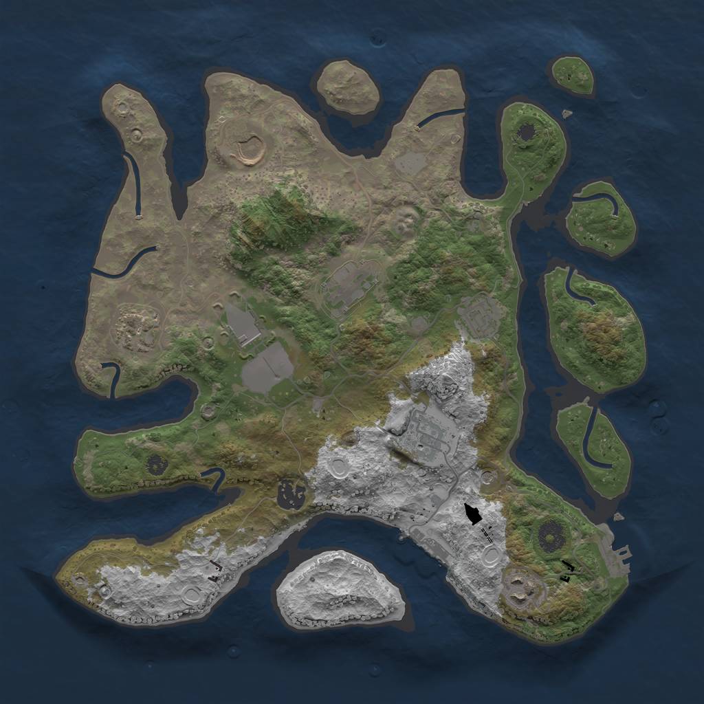 Rust Map: Procedural Map, Size: 3550, Seed: 384811, 16 Monuments