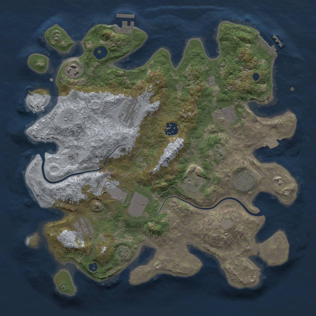 Rust Map: Procedural Map, Size: 3550, Seed: 198095, 14 Monuments