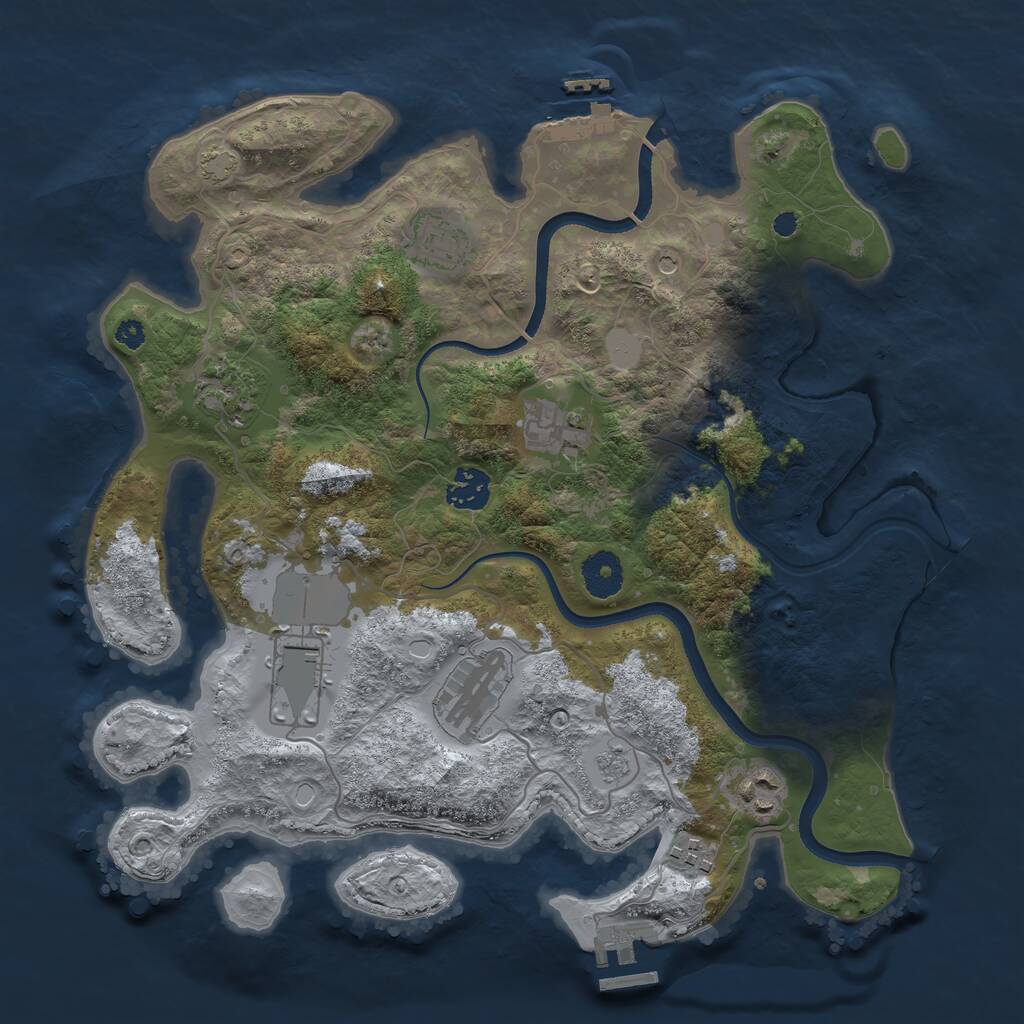 Rust Map: Procedural Map, Size: 3500, Seed: 9874879, 14 Monuments