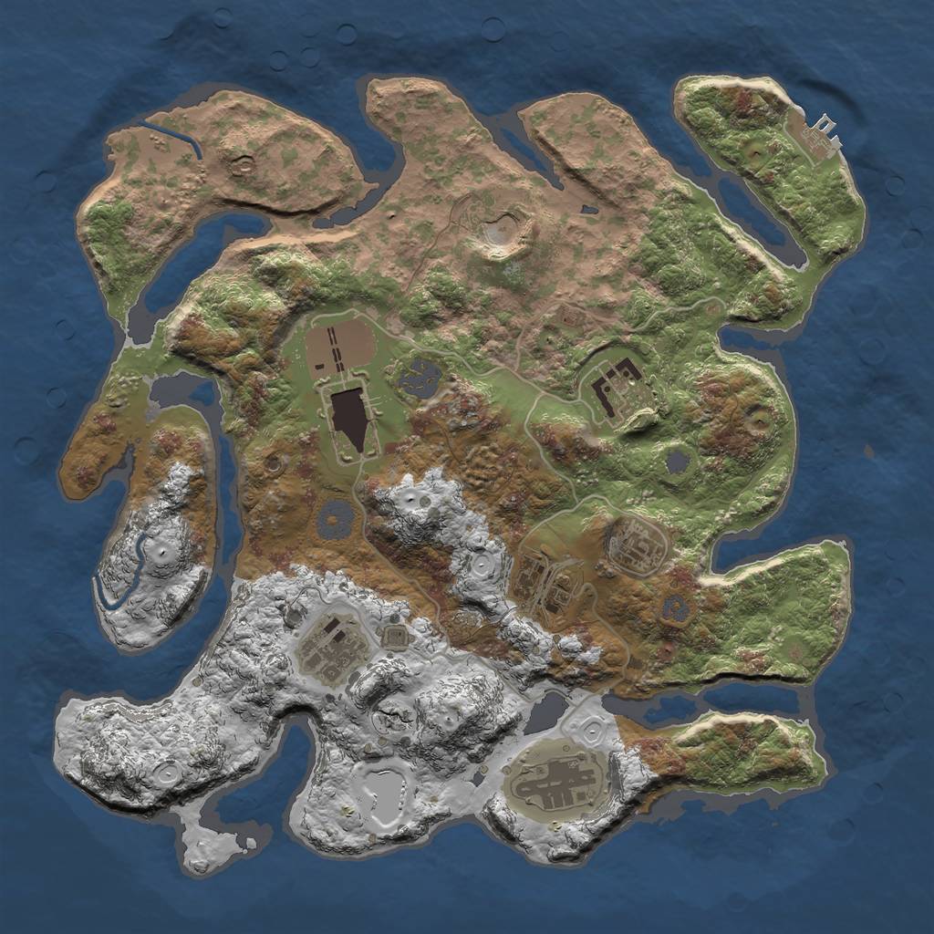 Rust Map: Procedural Map, Size: 3500, Seed: 9874879, 13 Monuments