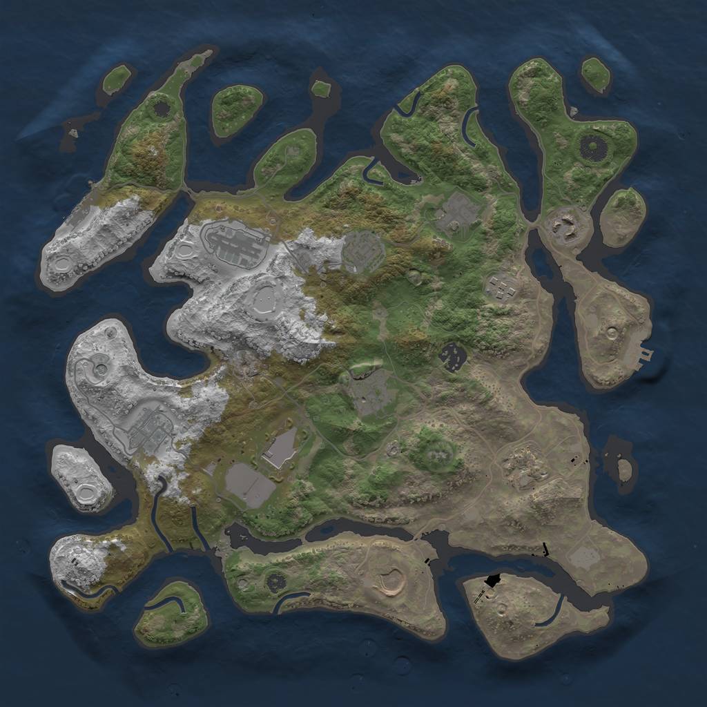 Rust Map: Procedural Map, Size: 3850, Seed: 917920717, 19 Monuments