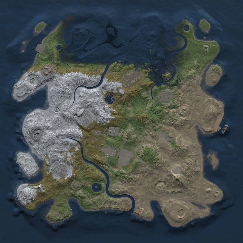 Rust Map: Procedural Map, Size: 3850, Seed: 917920717, 16 Monuments