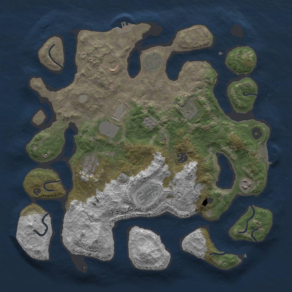 Rust Map: Procedural Map, Size: 4000, Seed: 825839, 17 Monuments