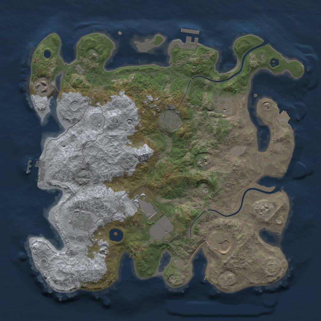Rust Map: Procedural Map, Size: 3500, Seed: 1135637996, 13 Monuments