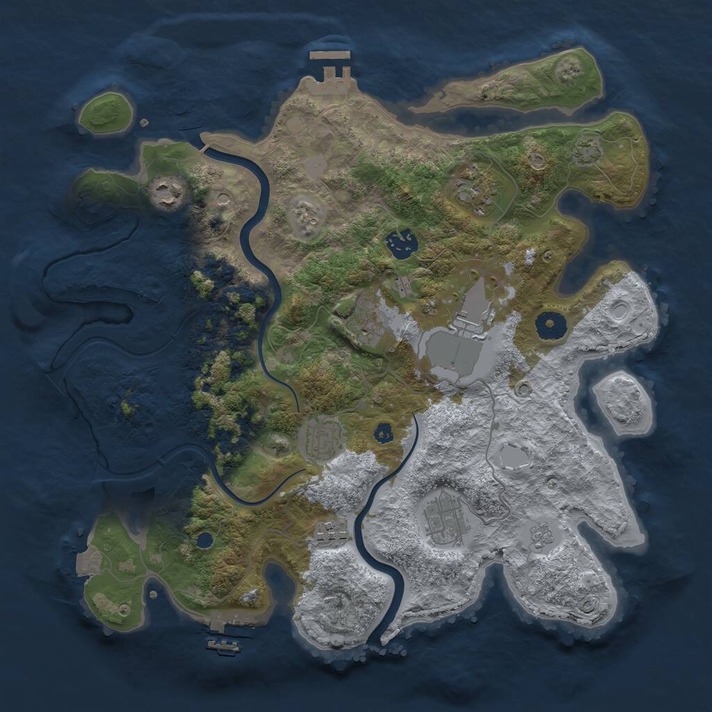 Rust Map: Procedural Map, Size: 3550, Seed: 914586, 14 Monuments