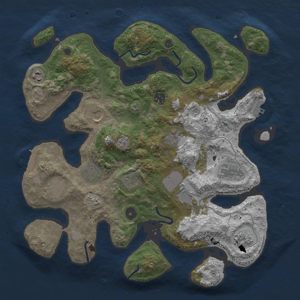 Rust Map: Procedural Map, Size: 3850, Seed: 56975859, 19 Monuments