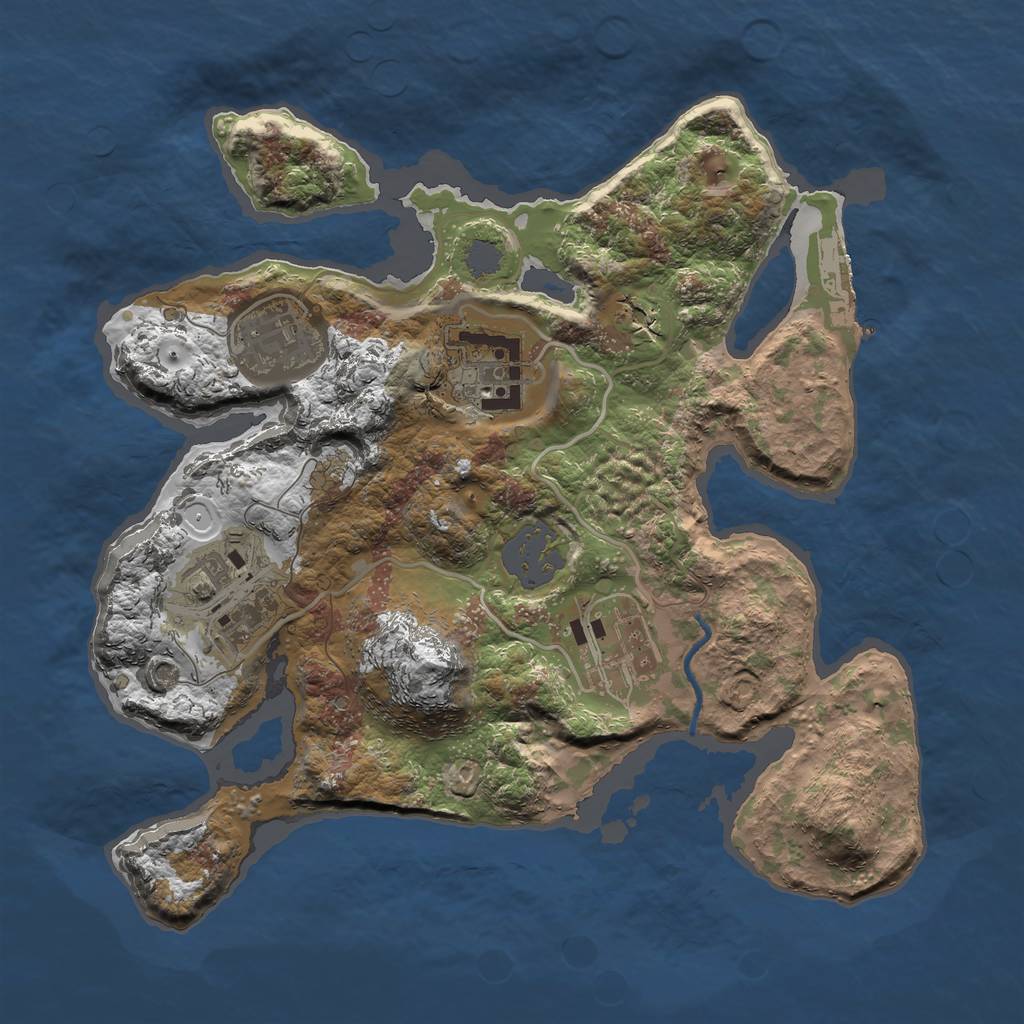 Rust Map: Procedural Map, Size: 2500, Seed: 12345, 10 Monuments