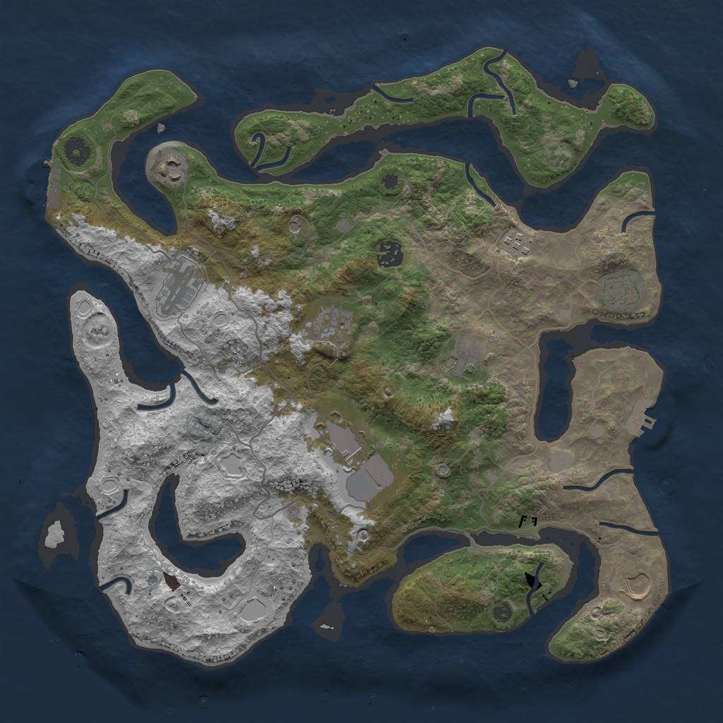 Rust Map: Procedural Map, Size: 4000, Seed: 808004, 17 Monuments