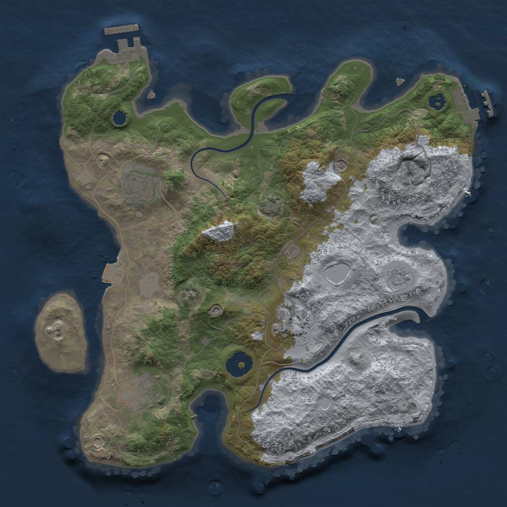 Rust Map: Procedural Map, Size: 3000, Seed: 779870674, 9 Monuments