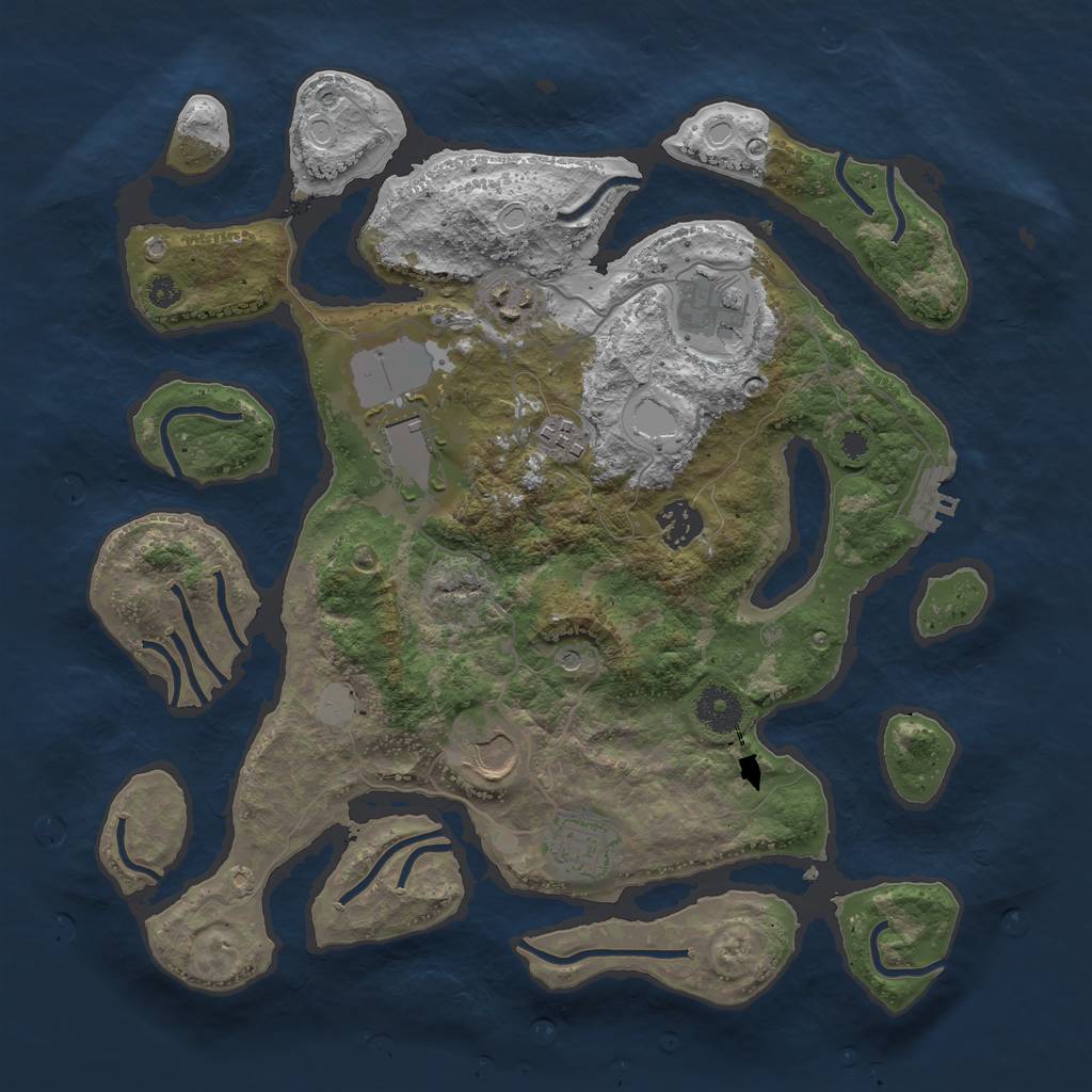 Rust Map: Procedural Map, Size: 3550, Seed: 105705, 14 Monuments