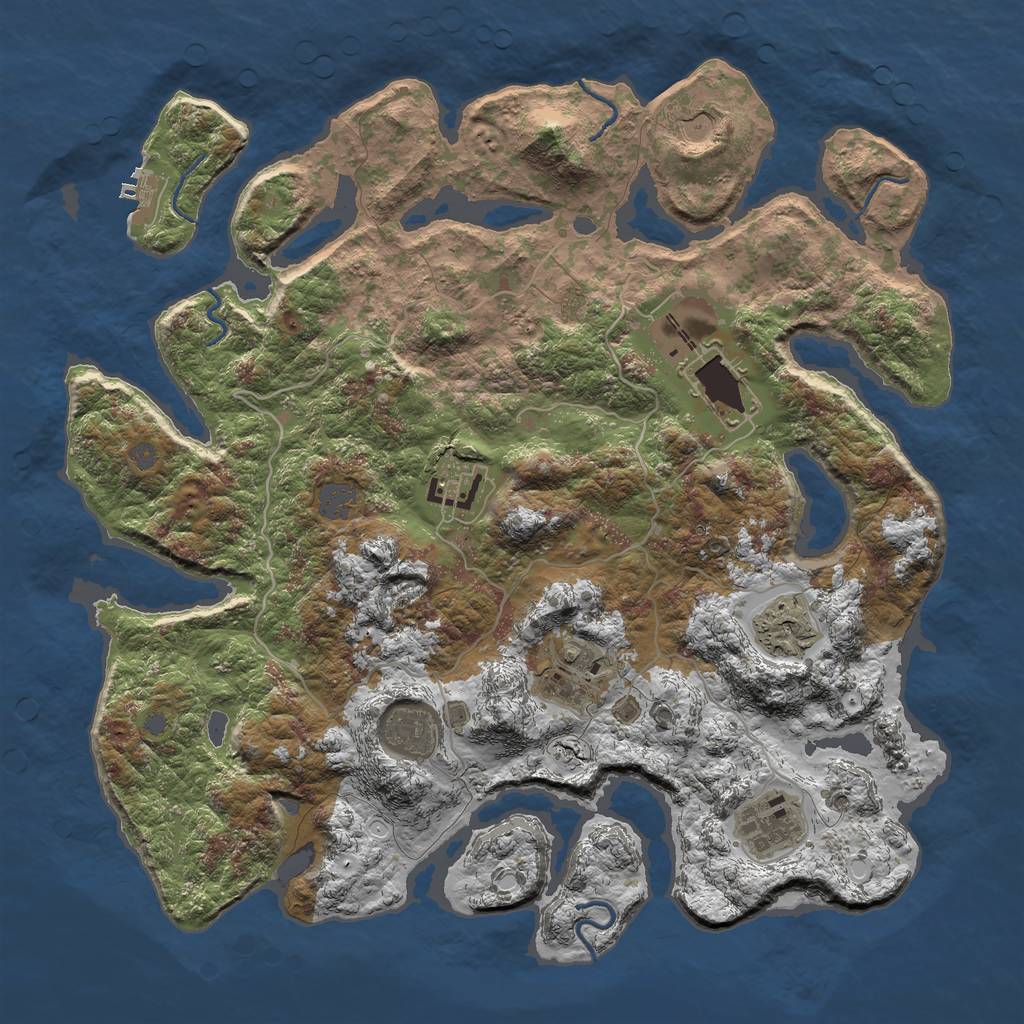 Rust Map: Procedural Map, Size: 4000, Seed: 3355771, 13 Monuments