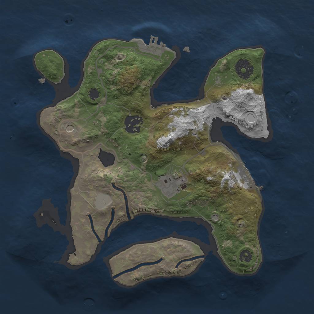 Rust Map: Procedural Map, Size: 2500, Seed: 389695, 10 Monuments