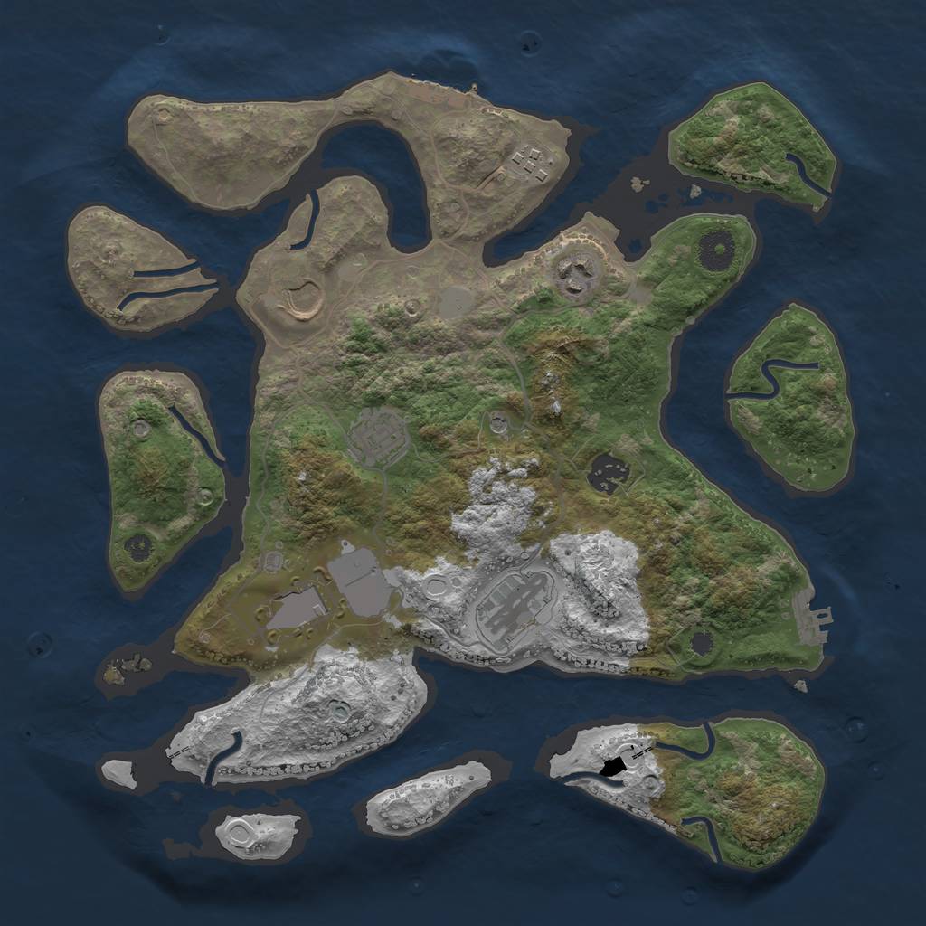 Rust Map: Procedural Map, Size: 3550, Seed: 65972, 15 Monuments