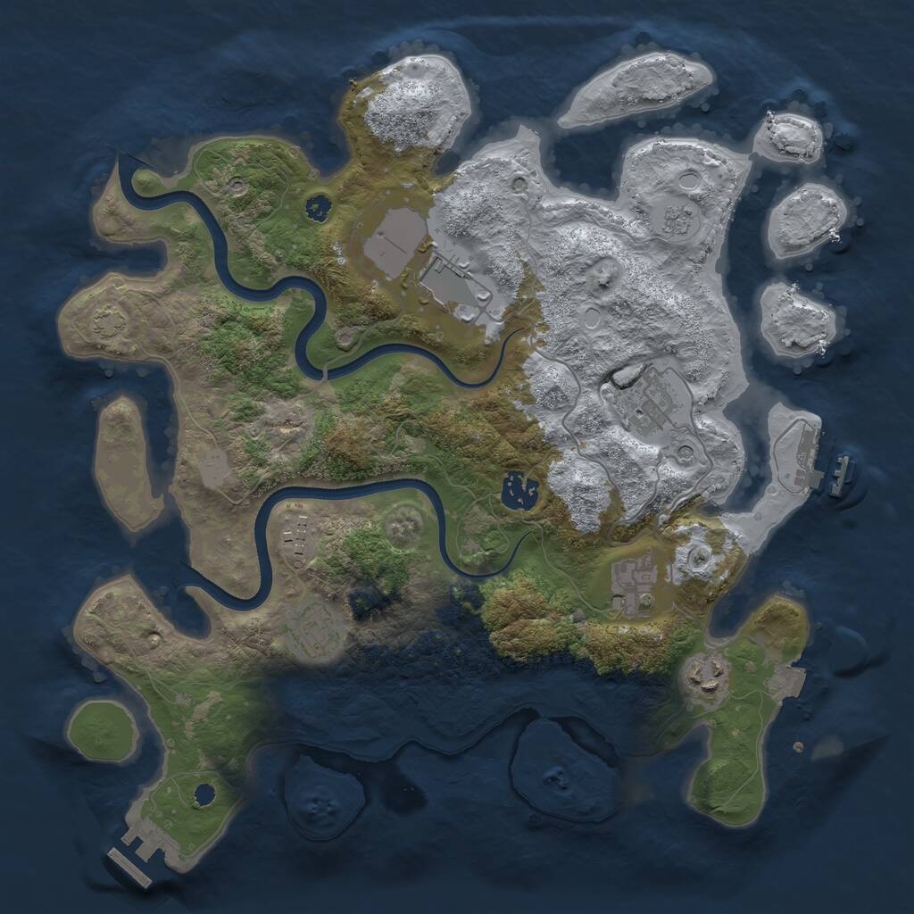 Rust Map: Procedural Map, Size: 3550, Seed: 844012, 13 Monuments