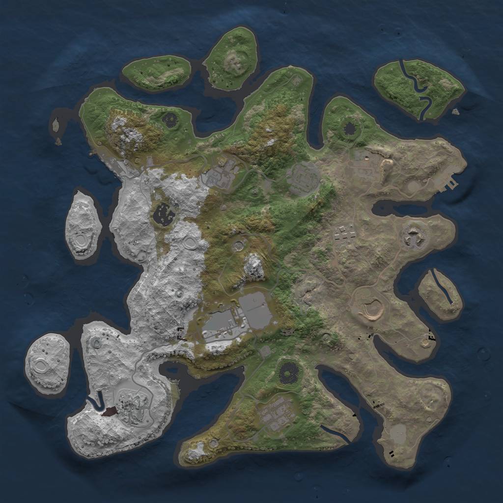 Rust Map: Procedural Map, Size: 3550, Seed: 366263, 18 Monuments