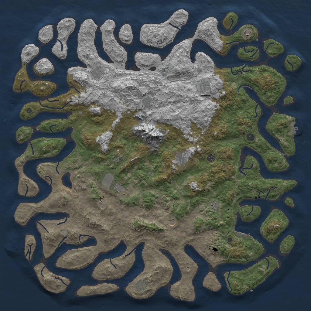 Rust Map: Procedural Map, Size: 6000, Seed: 8451561, 19 Monuments