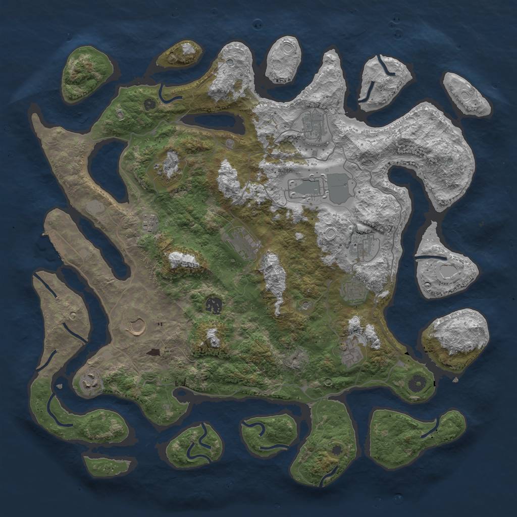 Rust Map: Procedural Map, Size: 4500, Seed: 98394024, 18 Monuments