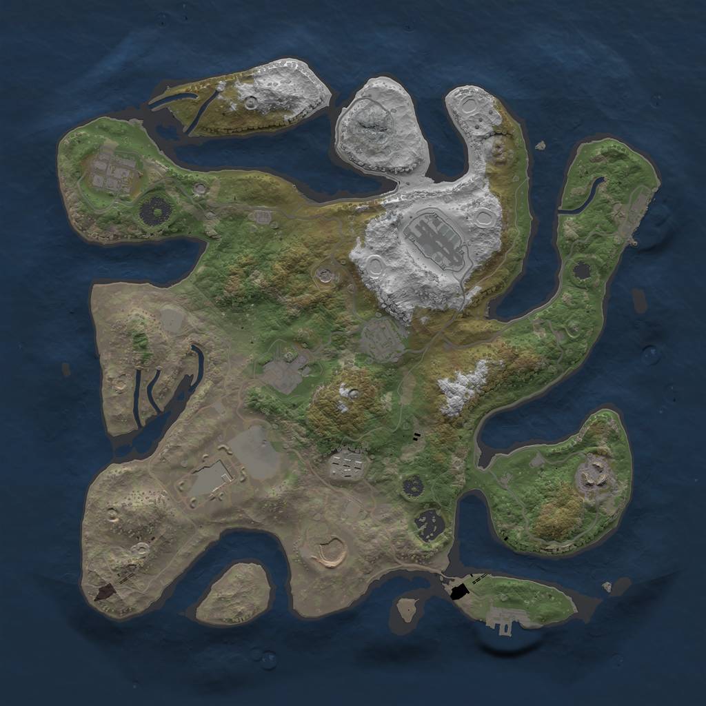 Rust Map: Procedural Map, Size: 3550, Seed: 475255, 17 Monuments