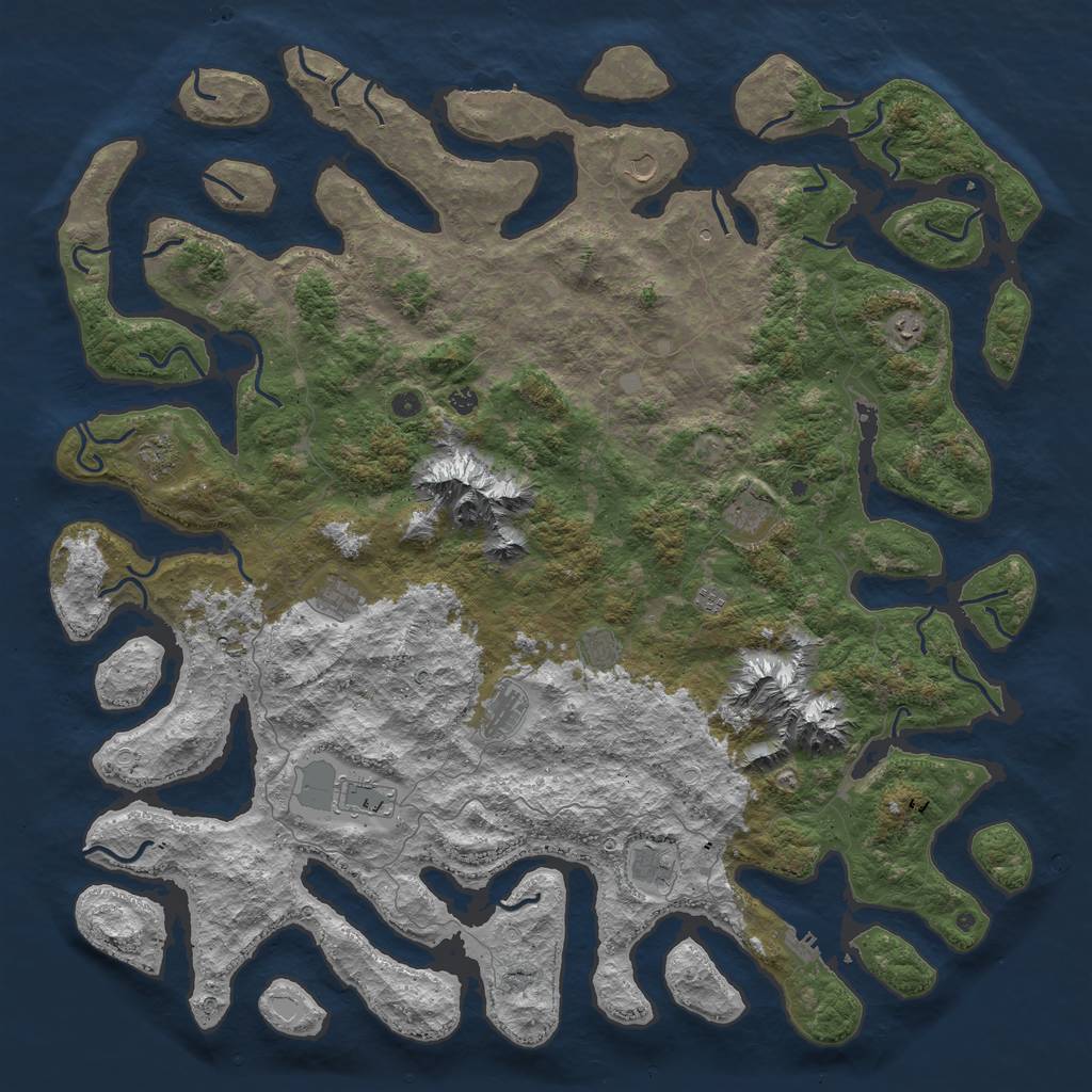Rust Map: Procedural Map, Size: 6000, Seed: 893574598, 19 Monuments