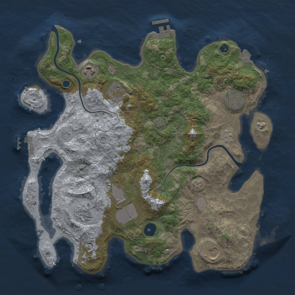 Rust Map: Procedural Map, Size: 3550, Seed: 672312, 13 Monuments