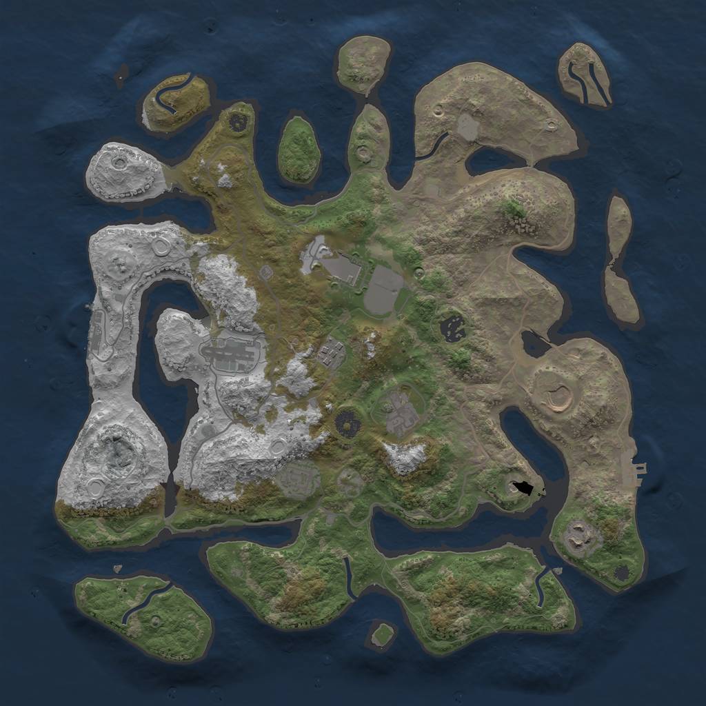 Rust Map: Procedural Map, Size: 4000, Seed: 120059, 16 Monuments