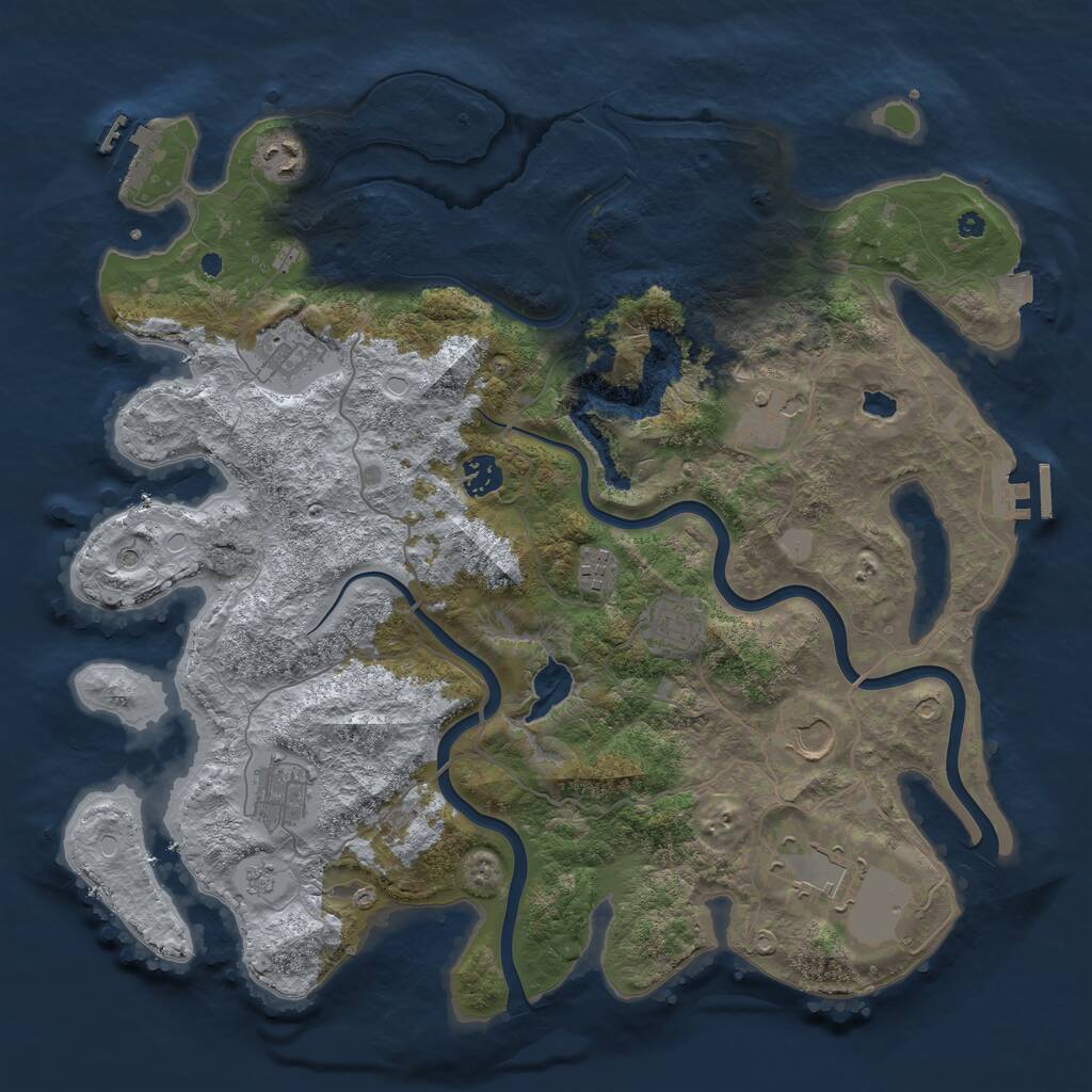 Rust Map: Procedural Map, Size: 4000, Seed: 30368, 15 Monuments