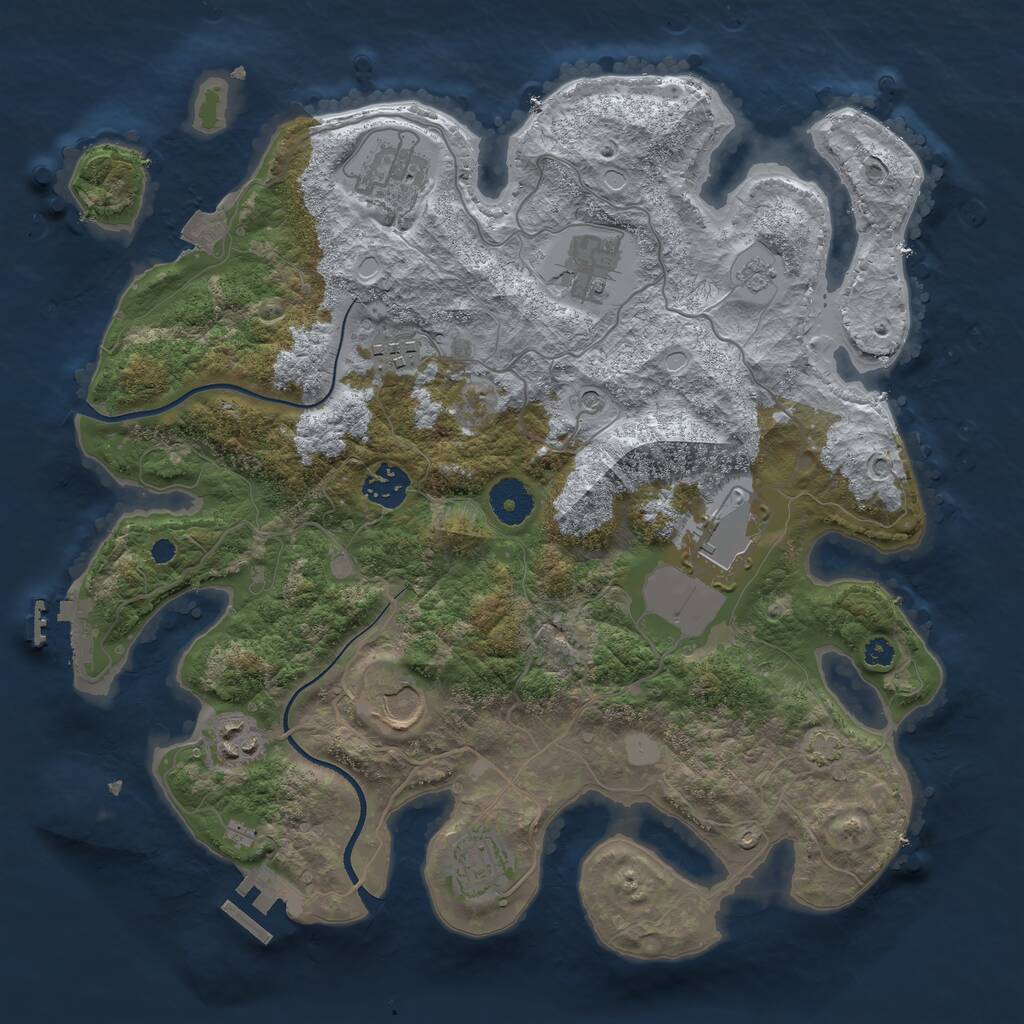 Rust Map: Procedural Map, Size: 3500, Seed: 2363324, 14 Monuments