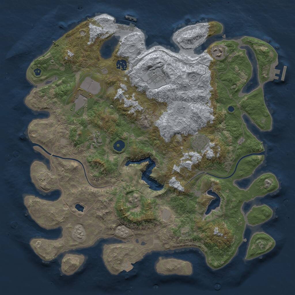 Rust Map: Procedural Map, Size: 4000, Seed: 380591, 13 Monuments