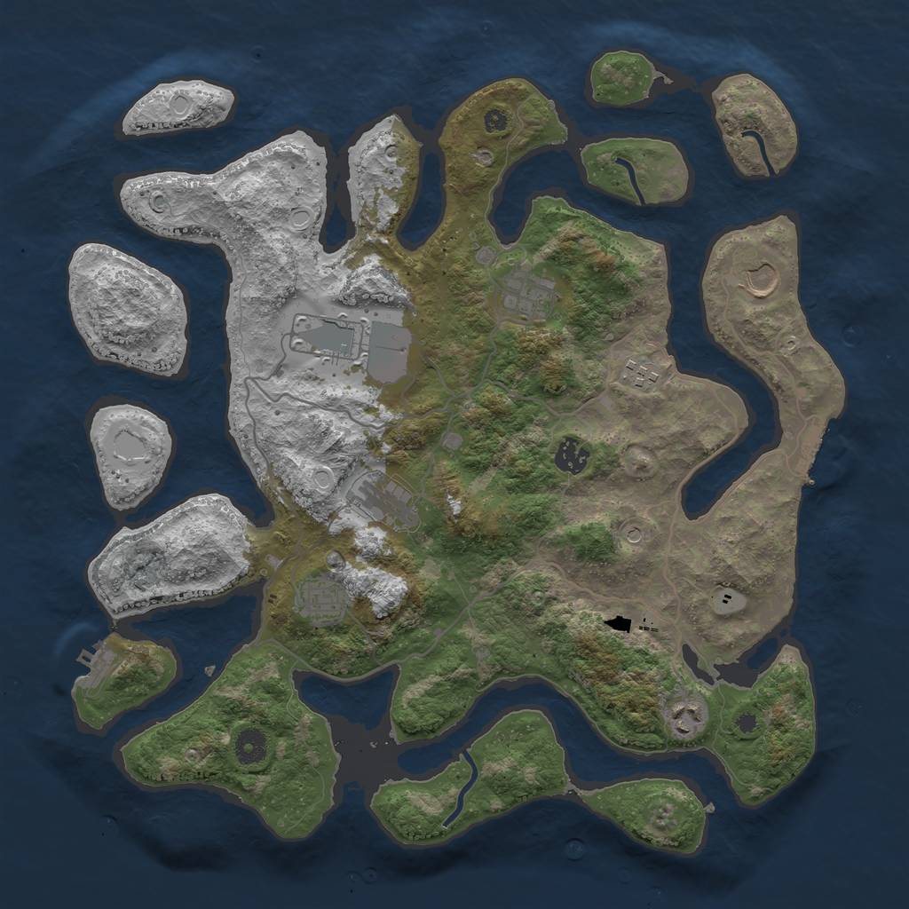 Rust Map: Procedural Map, Size: 4000, Seed: 915035, 16 Monuments
