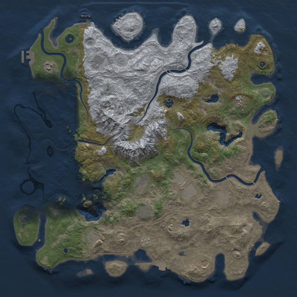 Rust Map: Procedural Map, Size: 5000, Seed: 47294, 17 Monuments