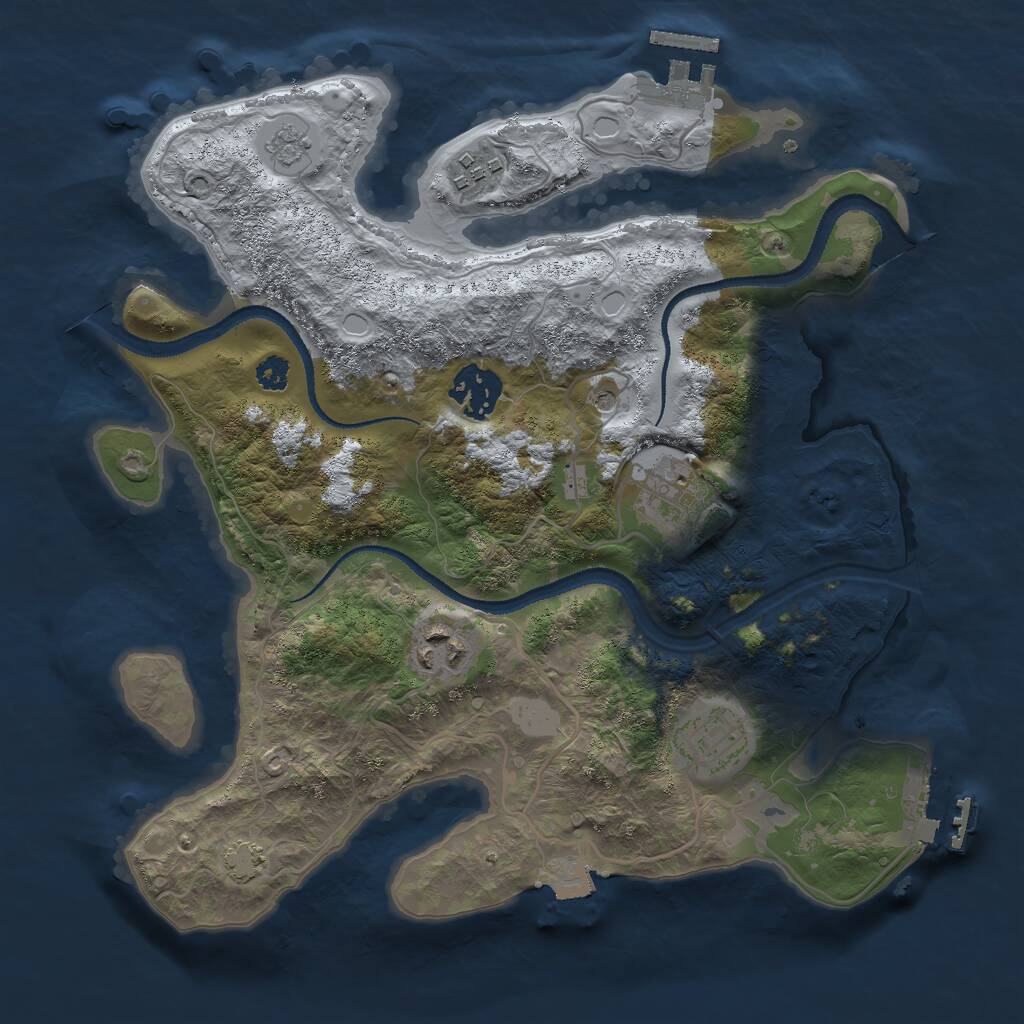 Rust Map: Procedural Map, Size: 3000, Seed: 1841407141, 11 Monuments