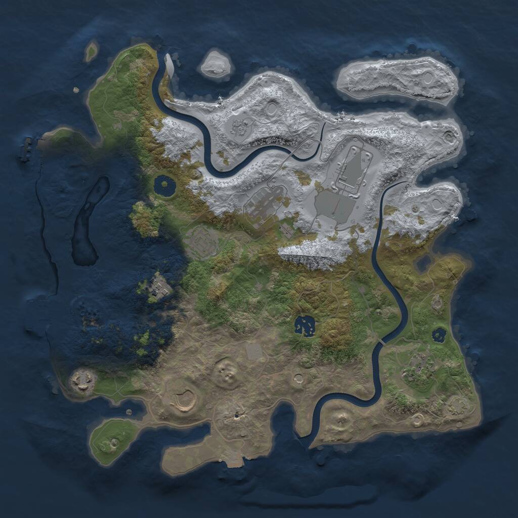 Rust Map: Procedural Map, Size: 3550, Seed: 289054, 14 Monuments