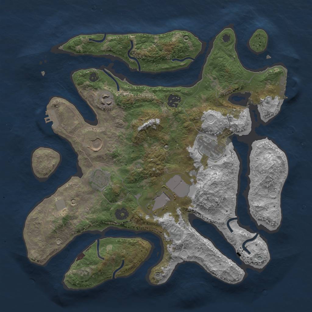 Rust Map: Procedural Map, Size: 3550, Seed: 78414, 13 Monuments